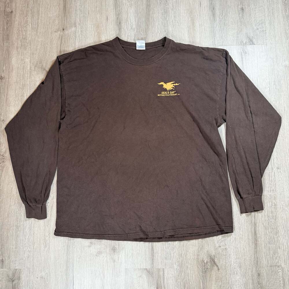 Y2K Gildan Deal's Gap Motorcycle Resort The Dragon Long Sleeve T-Shirt XXL